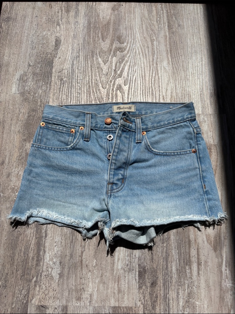 Madewell Faded Blue High-Rise Denim Cutoff Shorts